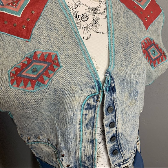 LEVI'S Patchwork Vintage 501 Vest Denim Upcycled S - Picture 2 of 3